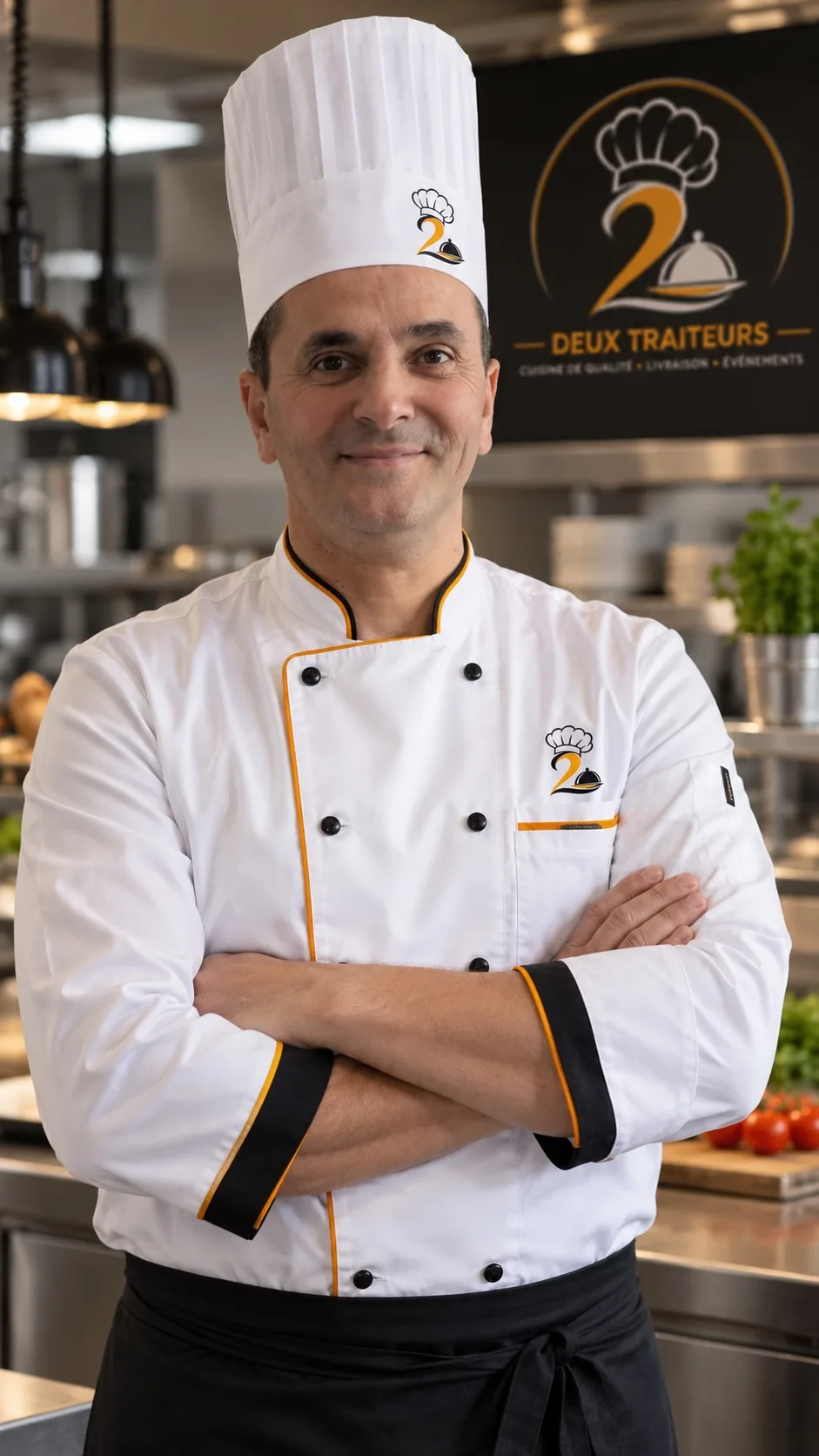 Le chef de Deux Traiteurs en cuisine